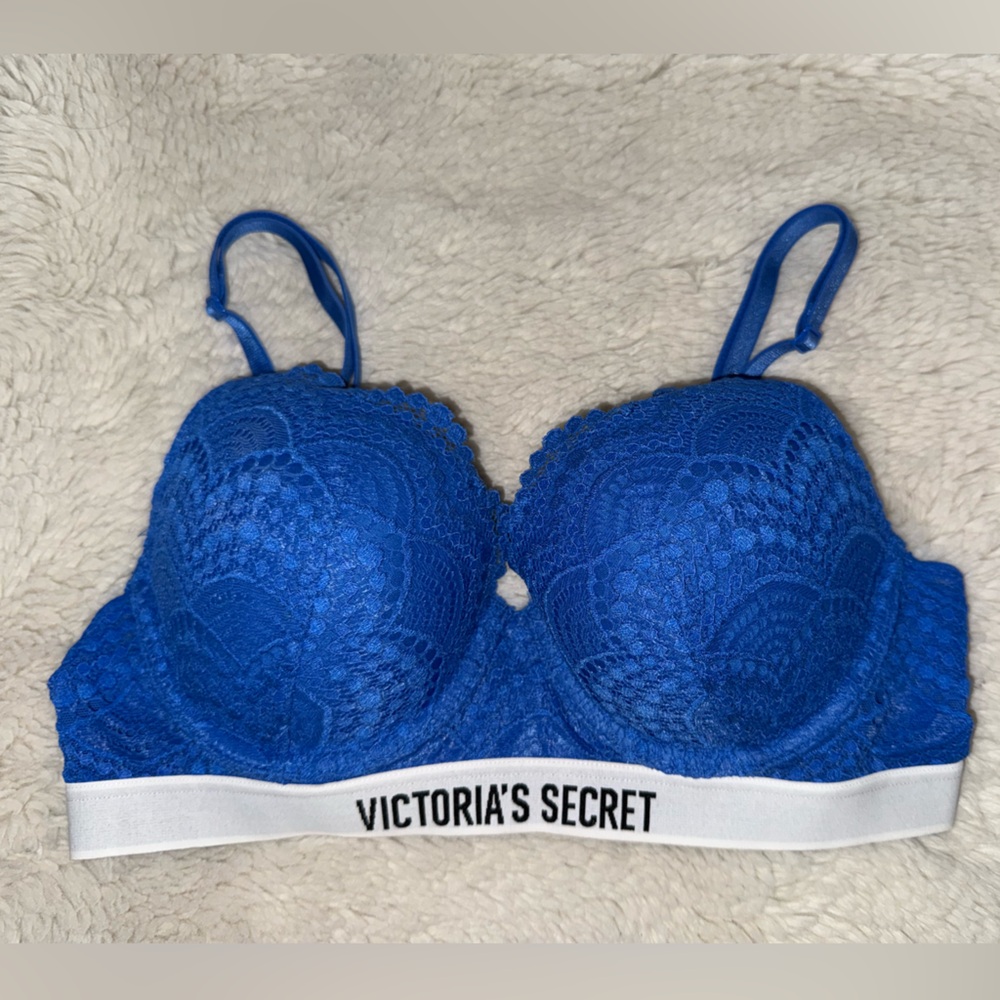 Victoria's Secret Vibrant Blue Lace Push Up Bra